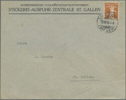 1918, Dünner Aufdruck 3 Rp. schwärzlichorange auf Brief der ...