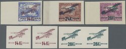 1920, Airmail surcharges imperforate, complete set with left margin, ...