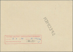 1977, Fs 0,40 postal card, approved die proof, with Setelipaino ...