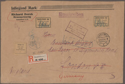 Braunschweig/Borek: 1923, Gebührenzettel 500.000 Mark (2) und 75.000 ...