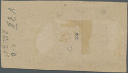 1901, 10 Pf. Reichspost mit steilem Aufdruck dunkelrosarot, ...