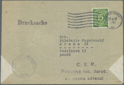 1946, 15 Pf. dunkelgelblichgrün als sehr seltene Einzelfrankatur auf ...