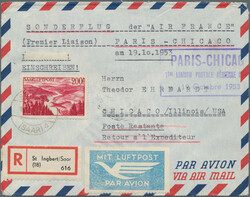 1953, 200 F "Saarluftpost", Höchstwert der Freimarkenserie Saar III ...