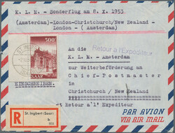 1953, 500 F "Ludwigskirche", Höchstwert der Freimarkenserie Saar V ...