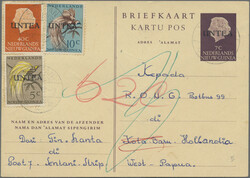 1962, Stationery card 7c. purple-brown, lot of 14 commercially used ...