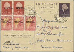 1962, Stationery card 7c. purple-brown, lot of 15 commercially used ...