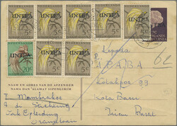 1962, Stationery card 7c. purple-brown, lot of 15 commercially used ...