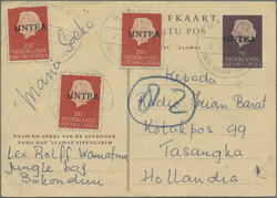 1962, Stationery card 7c. purple-brown, lot of 15 commercially used ...