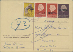 1962, Stationery card 7c. purple-brown, lot of 15 commercially used ...