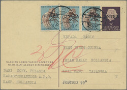 1962, Stationery card 7c. purple-brown, lot of 15 commercially used ...