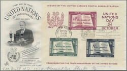 1951, 10th Anniversary souvenir sheet, lot of seven cacheted f.d.c. ...