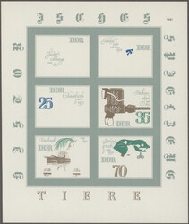 1981, DDR, Historisches Spielzeug "Tiere", Kleinbogen, zwölf ...