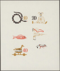 1981, DDR, Historisches Spielzeug "Tiere", Kleinbogen, zwölf ...