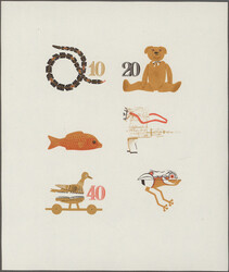 1981, DDR, Historisches Spielzeug "Tiere", Kleinbogen, zwölf ...