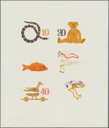 1981, DDR, Historisches Spielzeug "Tiere", Kleinbogen, zwölf ...