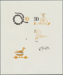 1981, DDR, Historisches Spielzeug "Tiere", Kleinbogen, zwölf ...