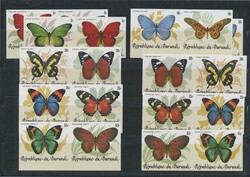 1984, butterflies, Burundi two complete IMPERFORATE sets of 10 in ...