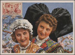 1945, France 4fr. "Liberation of Alsace/Lorraine" (Costumes), lot of ...