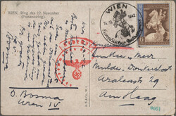 1942, Europäischer Postkongreß Wien, Partie von fünf Belegen mit ...