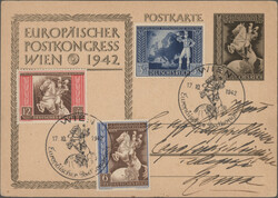 1942, Europäischer Postkongreß Wien, Partie von fünf Belegen mit ...