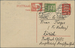 1928/1938, lot of 25 commercially used reply cards of double cards, ...