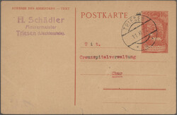 1922/1947, Partie von sieben gebrauchten Ganzsachenkarten mit P3, P4, ...