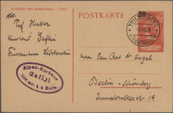 1922/1947, Partie von sieben gebrauchten Ganzsachenkarten mit P3, P4, ...