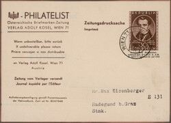 1949/1950, Partie von drei Belegen: Adresszettel 40 Gr. Bruckner ...