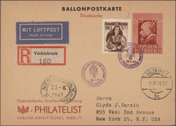 1948/1987, umfangreiche Sammlung von ca. 250 Ballonpost-Belegen mit ...