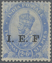 1914 I.E.F.: KGV. 2a.6p. ultramarine surcharged "I.E.F", variety "NO ...
