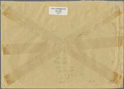 1985 Provisionals 50k. pair and other adhesives on cover to Sweden, ...