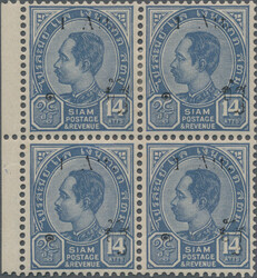 1904 Provisional 1a. on 14a. left hand marginal block of four, ...