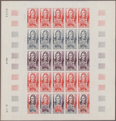 1973 Air 10fr. proof sheet with 25 stamps (5x5) in various colours ...