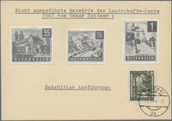 1947, Freimarken Landschaften, drei Essays von Oskar Spitzer: 35 Gr. ...