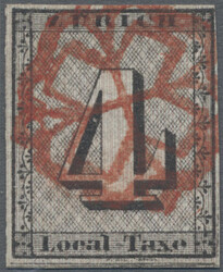 1843, Zürich 4, SBK 1 S farbfrisch und mit deutlichen ...