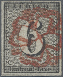 1843, Zürich 6, SBK 2 S farbfrisch und mit breiten Rändern auf ...