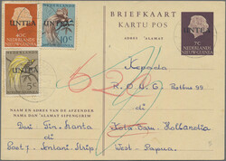 1962, Stationery card 7c. purple-brown, lot of 14 commercially used ...