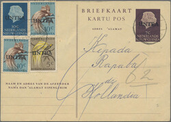 1962, Stationery card 7c. purple-brown, lot of 14 commercially used ...