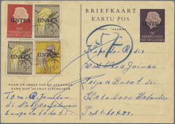 1962, Stationery card 7c. purple-brown, lot of 15 commercially used ...