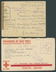 Burma. Prisoner of War Mail. Undated "service des prisoniers de ...
