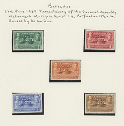 Barbados. 1912-1950 mint selection on album leaves, comprising 1912 ...
