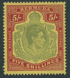 Bermuda. 1938-53 Keyplate High Values. 1938-53 5/- green and red ...