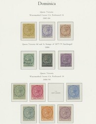 Dominica. 1874-1935 mint collection on album leaves, including 1874 ...