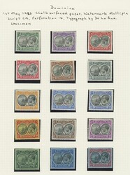 Dominica. A range overprinted or perforated "specimen", comprising ...