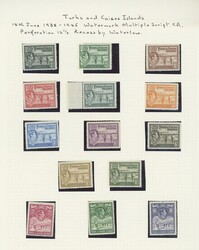 Turks and Caicos Islands. 1922-1969 mint collection on album leaves, ...