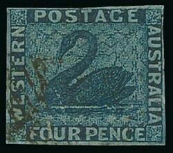 Australian Colonies. Western Australia. 1860-64 imperf 4d. deep blue ...