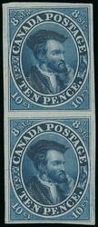 Canada. 1852-57 machine-made medium to thick wove paper 10d. blue ...