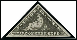 Cape of Good Hope. 1853 1d. plate proof in black on unwatermarked ...
