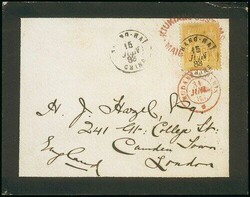 China. 1883 (13 June) mourning envelope addressed to London bearing a ...