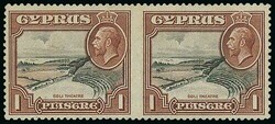 Cyprus. 1934 Pictorial 1pi. black and red-brown horizontal pair ...